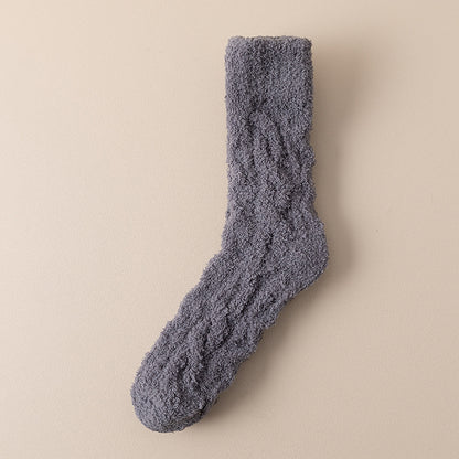 Chaussettes d'hiver chaudes et pelucheuses en polaire corail pour femmes et hommes, chaussettes de sol épaisses en velours pour dormir à la maison