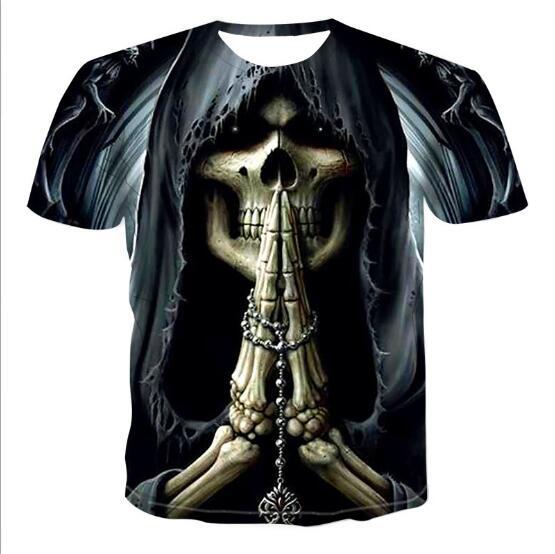 T-shirts pour hommes avec tête de mort T-shirts 3D