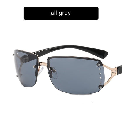 UV-proof Large Frame Frameless Diamond Sunglasses