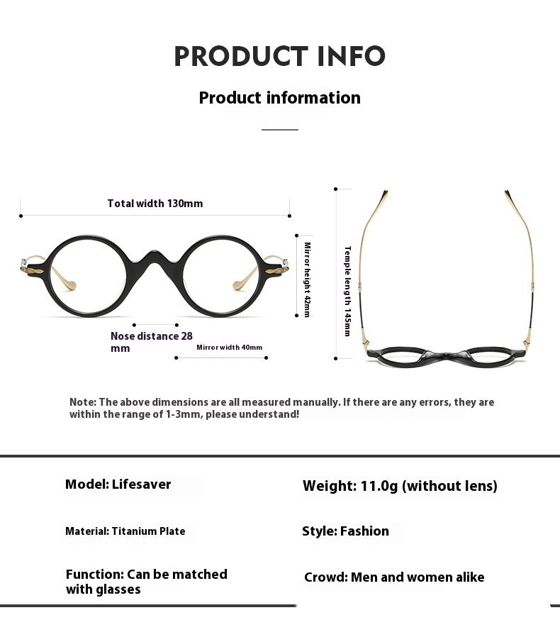 Sheet Metal Eyeglass Frame Fashion Retro Small Face With Myopic Glasses Option Pure Titanium Glasses Rim Men