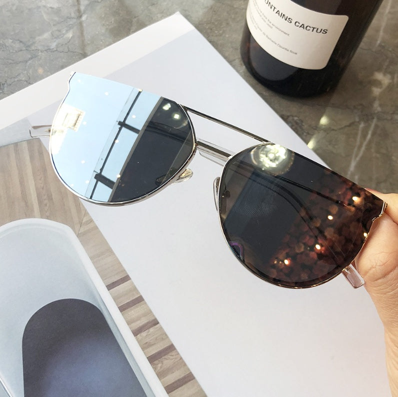 star with the same paragraph sunglasses female big box plain face photo sunglasses cut edge half frame sunglasses men glasses