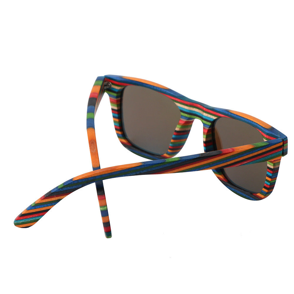 Men's And Women's Outdoor Cycling Colorful Wood Sunglasses