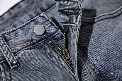 Jeans mit Totenkopf-Stickerei und Tinte gewaschen für Herren