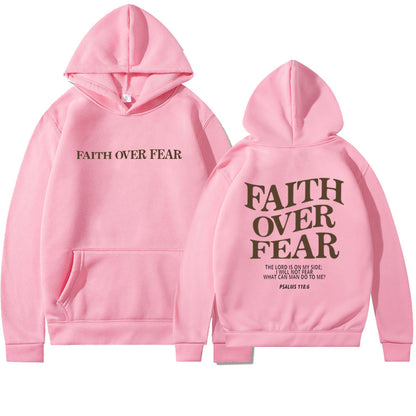 Sweat à capuche chrétien Faith Over Fear Sweat-shirt chrétien Sweat à capuche Jésus Sweat à capuche tendance T-shirt verset biblique Vêtements esthétiques unisexes