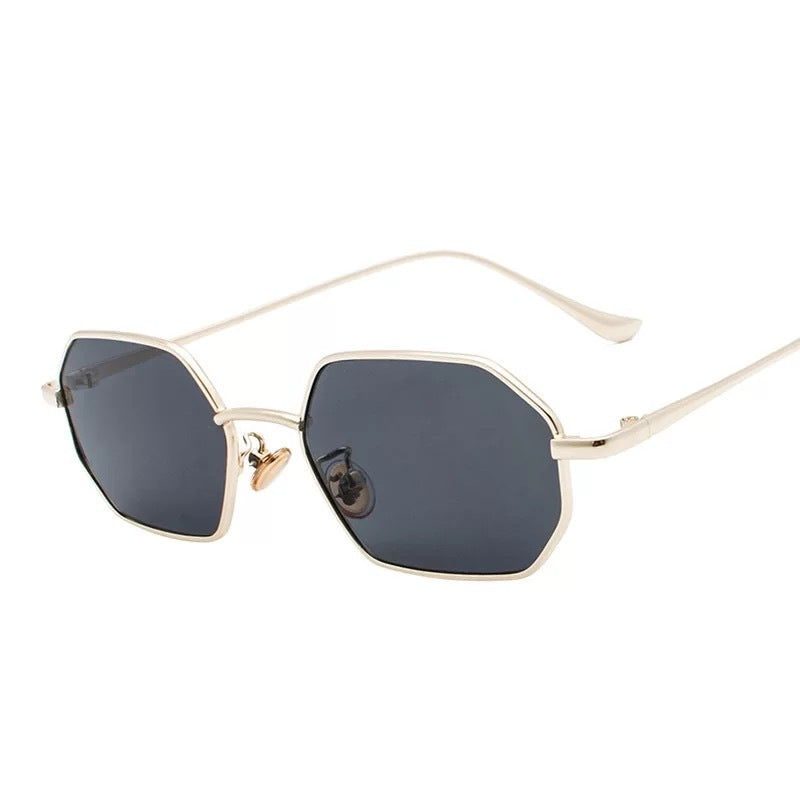 Retro Small Mirror Color Sunglasses With Black Lenses