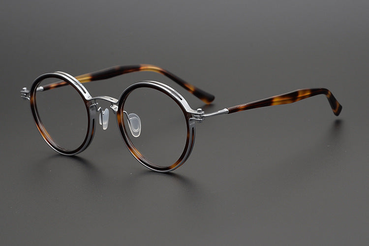 Pure Titanium Retro Handmade Round Frame Tortoiseshell  Myopia Frames