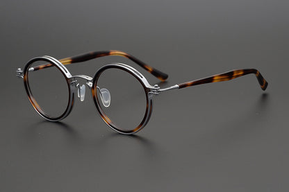 Pure Titanium Retro Handmade Round Frame Tortoiseshell  Myopia Frames