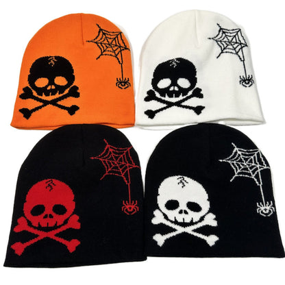 Bonnet tricoté en jacquard avec tête de mort pirate pour fête d'Halloween