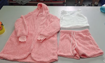 Ensemble pyjama 3 pièces pour femme avec débardeur court à manches longues et short à cordon de serrage