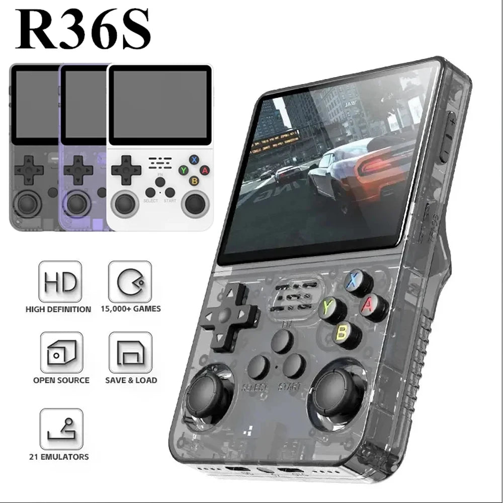 R36S Retro-Handheld-Videospielkonsole Linux-System 3,5-Zoll-IPS-Bildschirm Tragbarer Pocket-Videoplayer 64 GB 128 G RG35S Plus