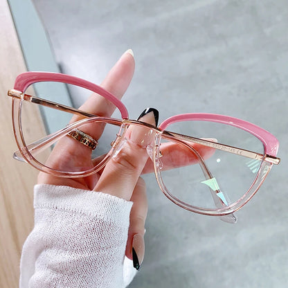 SHAUNA Retro Cat Eye Clear Anti Blue Light Eyewear TR90 Spring Hinge Women Glasses Frame Optical Men Computer Goggles