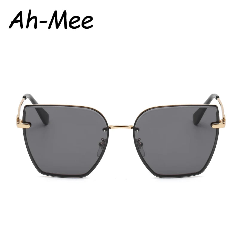 Retro Cat Eye Sonnenbrille Damen Markendesigner Mode Randlose Gradienten Sonnenbrille Schattierungen Schneiden Linse Damen Rahmenlose Brille