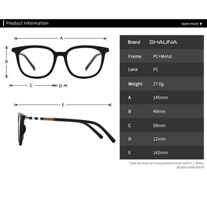 SHAUNA Anti Blue Light TR90 Women Cat Eye Glasses Frames Luxury Men Optical Computer Glasses