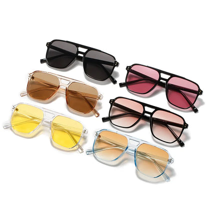 SHAUNA Lunettes de soleil carrées rétro à double pont pour femmes, mode décoration des ongles, lunettes de soleil UV400 pour hommes, lunettes de soleil tendance