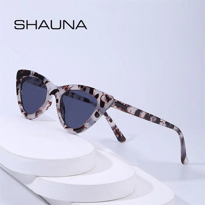 SHAUNA Fashion Small Cat Eye Women Sunglasses Retro Leopard Eyewear Shades UV400 Men Blue Pink Sun Glasses