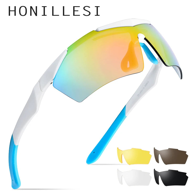 HONILLESI TR90 Polarized Sports Men Sunglasses Sun Glasses 2019 New Oversize Big Frame Fishing Protection Goggles 5 Lens 8004