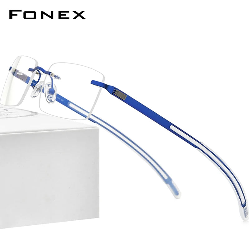 FONEX Randlose Brille Herren 2021 Quadratische Brillenfassung Rahmenlose Silikon Schraubenlose Brille F1003