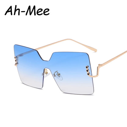 Retro Square Sunglasses Women Brand Designer Fashion Rimless Gradient Sun Glasses Decoration Shades Ladies Frameless Eyeglasses