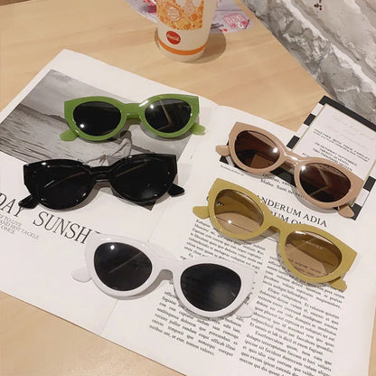 SHAUNA Retro Women Cat Eye Sunglasses Fashion Jelly Green Shades Men UV400