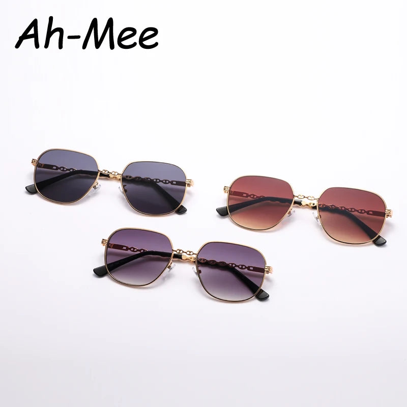 New Square Sunglasses Women Fashion Vintage Alloy Frames Gradient Sun Glasses Retro Punk Metal Shades Oculos De Sol Feminino