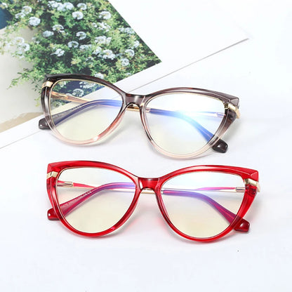 SHAUNA Retro Clear Anti Blue Light Women Optical Eyeglasses Frames Fashion Grey Pink TR90 Metal Glasses Frame