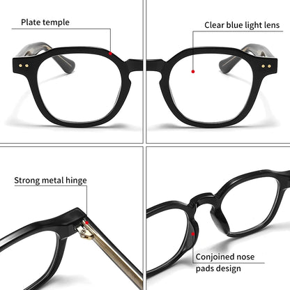 GCV Acetate Johnny Depp Men Women The Blu-Ray Computer Goggles Round Transparent  Eyeglass Frame Blue Blocking Glasses 2022 New