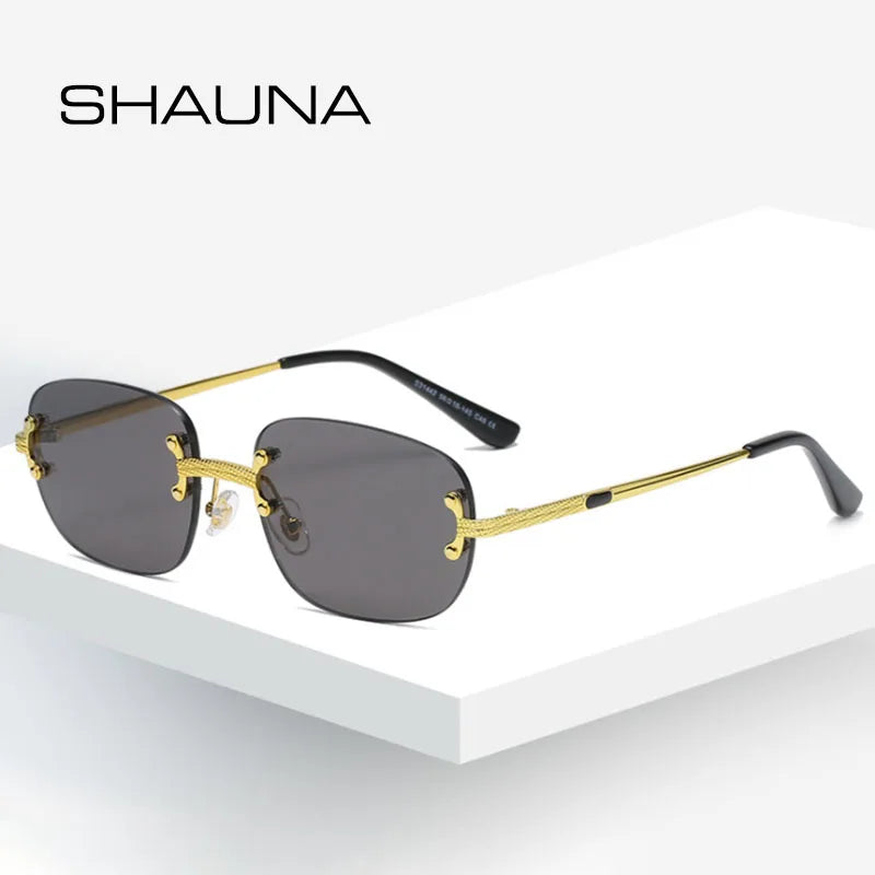 SHAUNA Ins Beliebte kleine rechteckige Sonnenbrille Retro randlos verspiegelte Sonnenbrille UV400