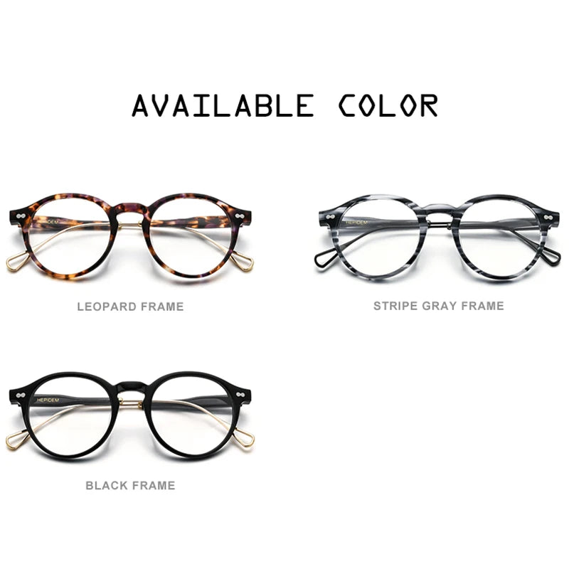 HEPIDEM Acetate Eyeglasses Frame Men 2020 Round Glasses Women Nerd Spectacles Eyewear 9121