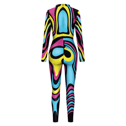 FCCEXIO Combinaison de fête de vacances multicolore pour femmes, nouvelle mode, combinaison sexy, costume de cosplay, combinaison catsuit