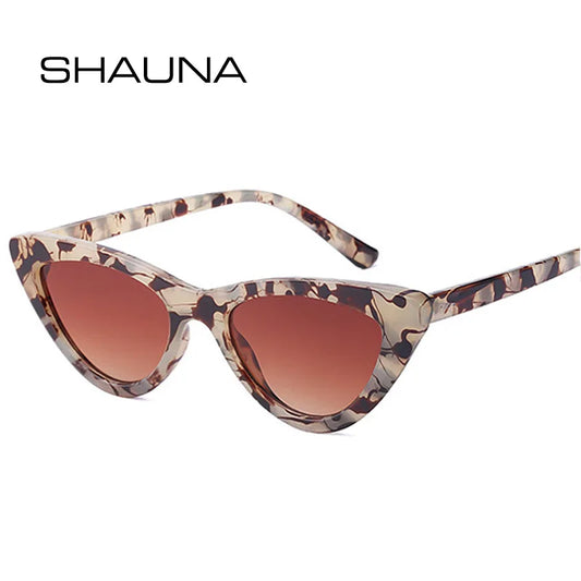 SHAUNA Fashion Small Cat Eye Women Sunglasses Retro Leopard Eyewear Shades UV400 Men Blue Pink Sun Glasses