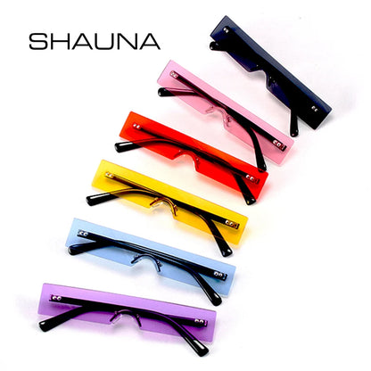 SHAUNA Ins Popular Small Rectangle Sunglasses Women Fashion Clear Red Rimless Shades Men UV400