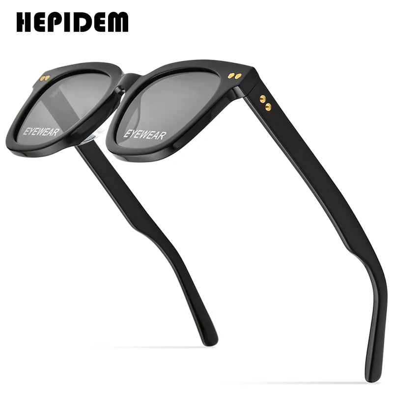 HEPIDEM Acetate Sunglasses Women 2021 New Oversize Korea Brand Deisgn Square Sun Glasses for Men Mirrored Nylon Lens GM 9166