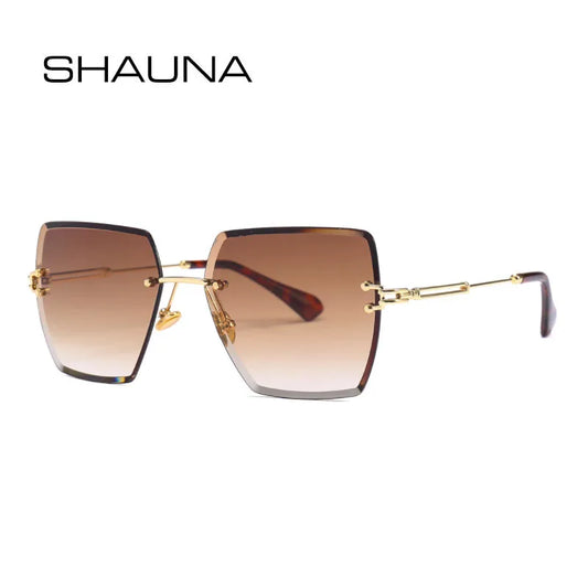 SHAUNA Classic Women Rimless Square Sunglasses Fashion Gradient Shades UV400