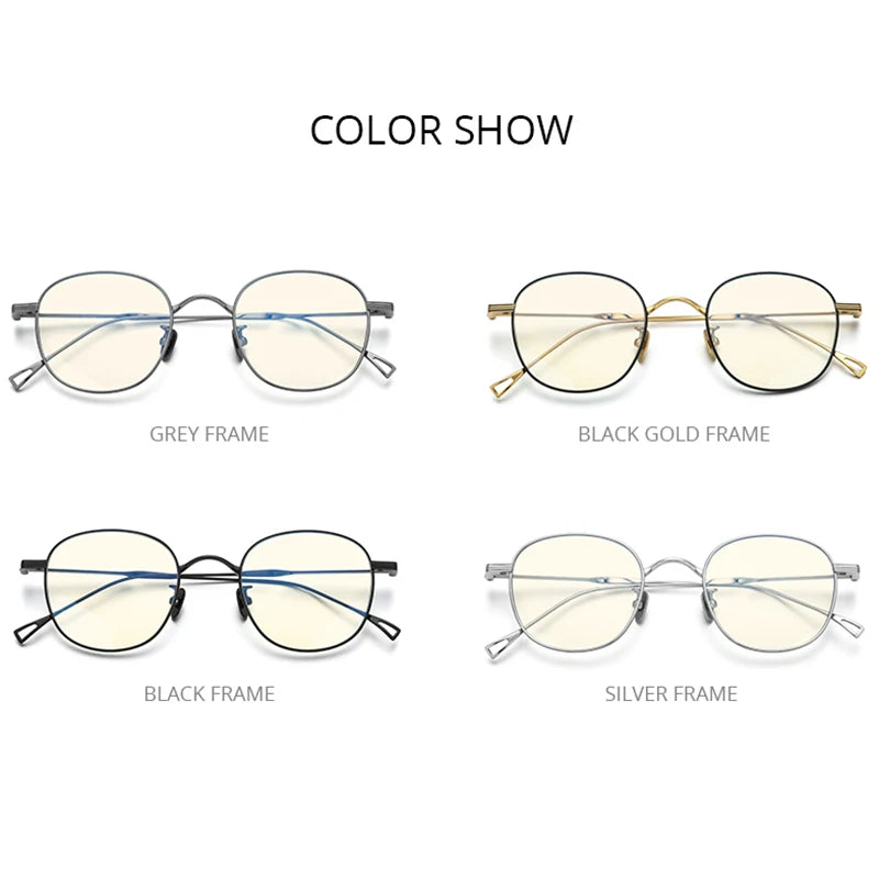 FONEX Titanium Anti Blue Light Blocking Computer Glasses Women Small Faces Retro Round Filter Eye Strain Eyeglasses Men 8554AB