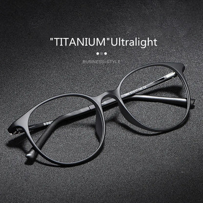 Ultraleichte, reine Titan-Brille für Herren und Damen, bequem, Vintage, rund, großer Rahmen, Myopie, Lesebrille, optische Korrekturbrille