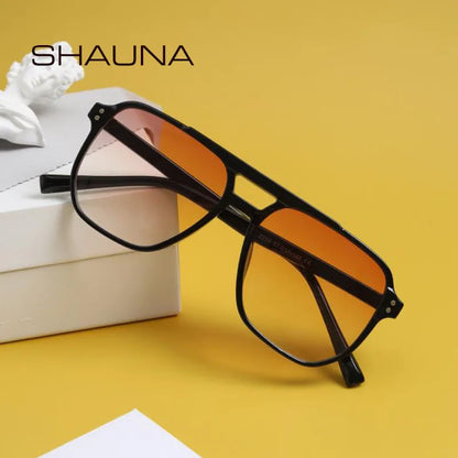 SHAUNA Lunettes de soleil carrées rétro à double pont pour femmes, mode décoration des ongles, lunettes de soleil UV400 pour hommes, lunettes de soleil tendance