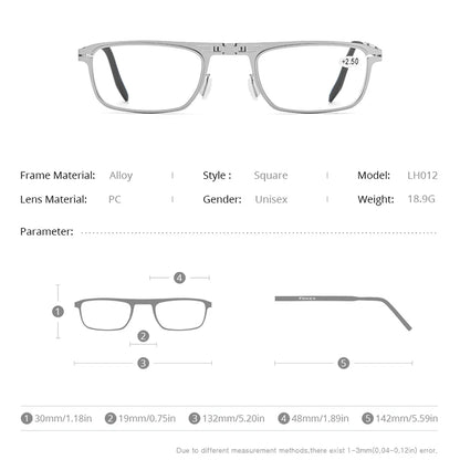 Lunettes de lecture pliables FONEX pour hommes et femmes, verres de lecture pliables pour presbytie et dioptrie, lunettes sans vis