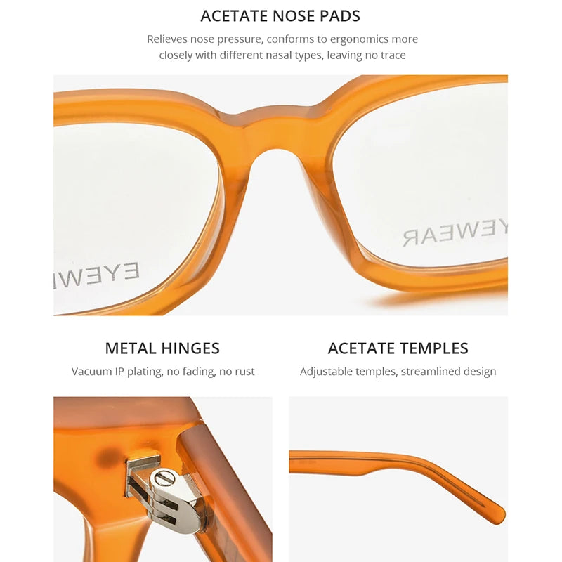 Lunettes en acétate HEPIDEM pour femmes 2021 Nouvelle monture de lunettes carrée surdimensionnée pour hommes Lunettes Lunettes 9166