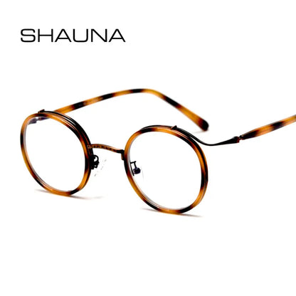 SHAUNA Anti-Blue Light Retro TR90 Women Round Glasses Frame Unique Design Fashion Men Optical Eyeglasses