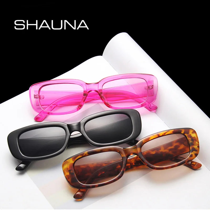 SHAUNA Vintage Rectangle Sunglasses Women Fashion Ocean Film Shades Men UV400