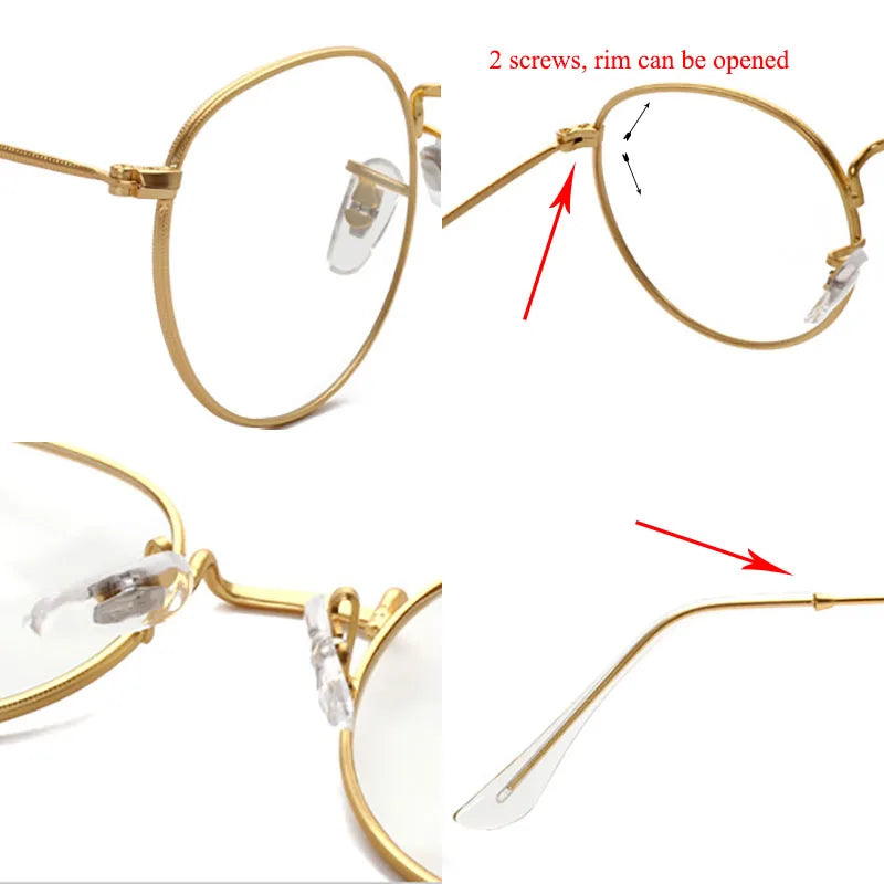 SHAUNA Classic Anti-Blue Light Glasses Frame Brand Designer Fashion Round Metal Optical Frames Computer Glasses