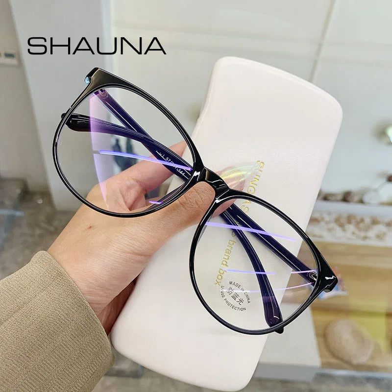 SHAUNA Anti Blue Light Women Round Glasses Frames Fashion Transparent Men Optical Computer Glasses