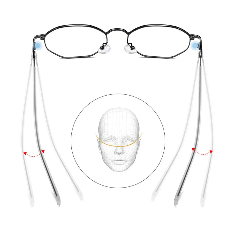 SHAUNA Anti-Blue Light Fashion Women Polygons Eyeglasses Frame Ultralight Metal Optical Glasses Frame