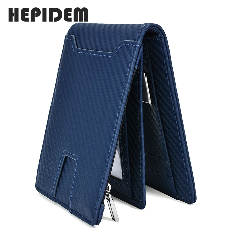 HEPIDEM RFID Blocking High Quality Genuine Leather Slim Wallet 2020 New Short Front Pocket Money Dollar Bill Purse for Men 2021