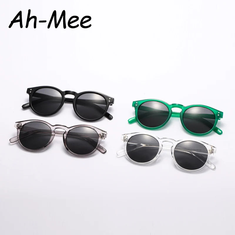 Cycling Small Round Sunglasses Women Men Classical Retro Brand Designer Outdoor Driving Green Black Acetate Rivet Sun Glasses