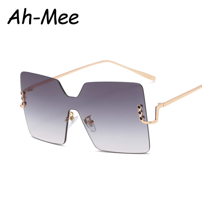 Retro Square Sunglasses Women Brand Designer Fashion Rimless Gradient Sun Glasses Decoration Shades Ladies Frameless Eyeglasses