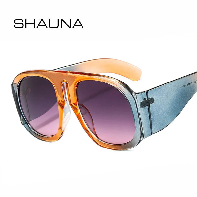 SHAUNA Oversize Gradient Colorful Frame Round Sunglasses UV400