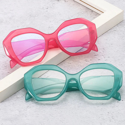 SHAUNA Retro Polygon Candy Color Cat Eye Women Glasses Frame Fashion Spring Hinge Anti Blue Light Eyewear Men Optical Fram