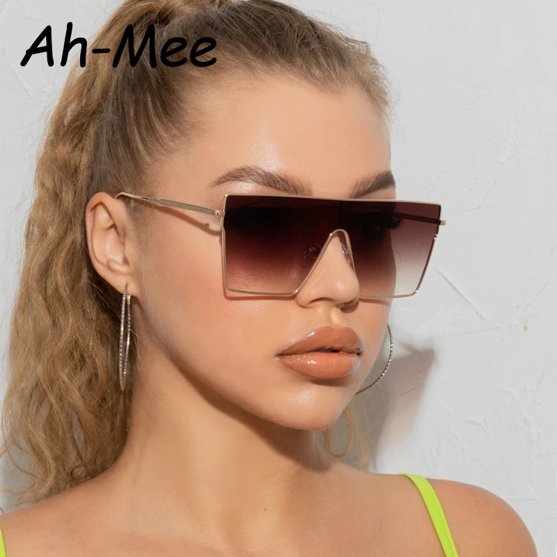 Vintage Metall Sonnenbrillen Damen Steampunk Sonnenbrillen für Herren Brillen Mode Flat Top Goggle Große Rahmen Farbverlaufsgläser Shades