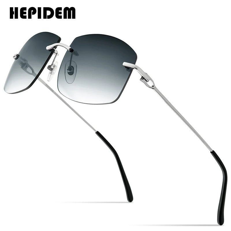 HEPIDEM Rimless Sun Glasses Men 2022 New Frameless Oversize Square Luxury Sunglasses for Women with Gradient Nylon Lens 50248